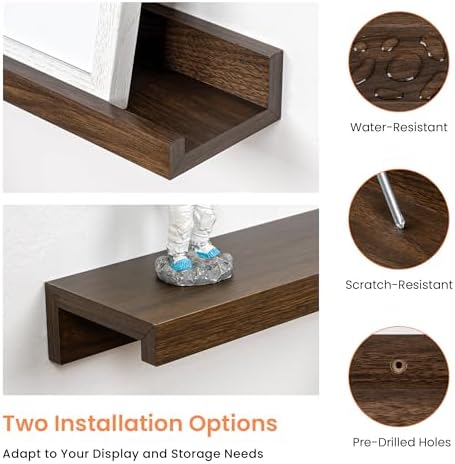 RICHFOCUS Picture Ledge Shelf, 24 inch Floating Shelves Set of 2, Wood Wall - Image 5