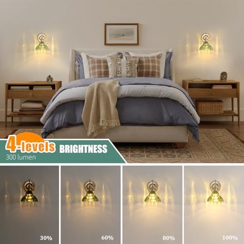 Shenmoyl Battery Operated Wall Sconce Set of 2, Vintage Rechargeable Wall Lights - Image 3