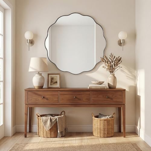 ANDY STAR Chrome Round Wall Mirror 36 inch, Polished Metal Frame Circle - Image 3
