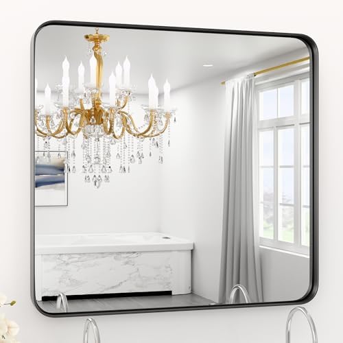 30" x 30" Black Bathroom Mirrors by YYXW