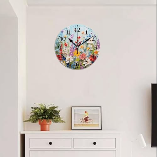 Round Analog Wall Clocks Non-Ticking Silent Clock Battery Operated Clcoks - Image 5