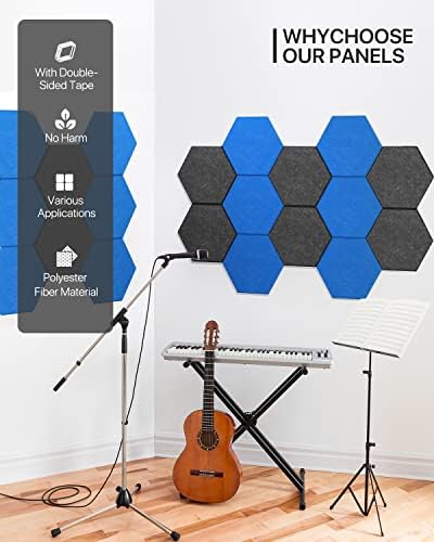 Self-adhesive Sound Proof Panels Hexagon Wall Panels 12''X10''X0.4'', Sound - Image 2