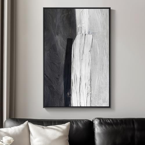 Framed Black and White Modern Abstract Wall Art, 1 Piece 24x36 In by Cuspin