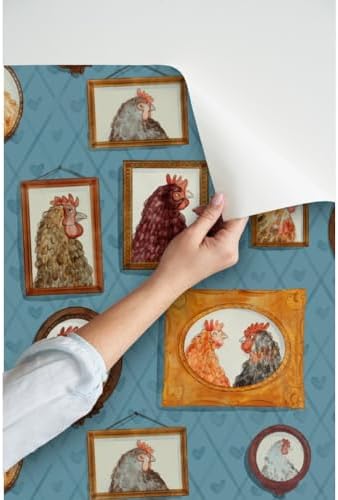 Spoonflower Chickens Farm Peel and Stick Removable Wallpaper - Image 3