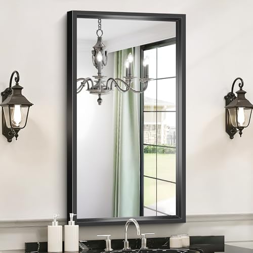 Bathroom Mirror, 20 x 36 inch Brushed Black Rectangle Mirror, 0.6" Thickened by WelcometoCIVENO