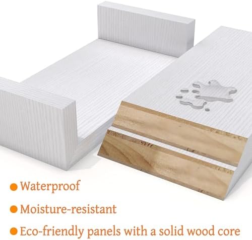 White Floating Shelves for Wall, Waterproof Solid Wood - Image 4