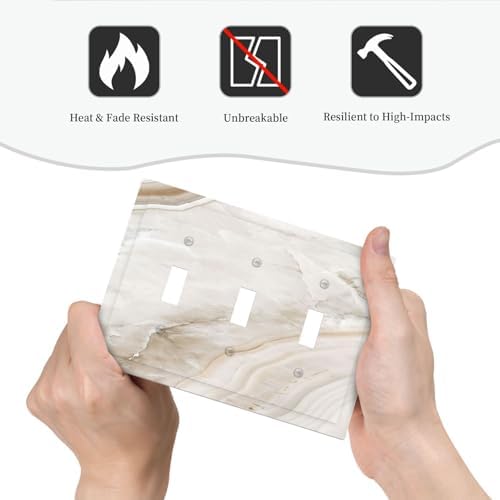 Decorative Switch Plates Beige Marble Pattern 3 Gang Wall Plate Faceplate - Image 6