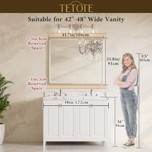 TETOTE Black Mirrors for Over Sink 42 x 36 Beveled Edge Tempered Glass - Image 2