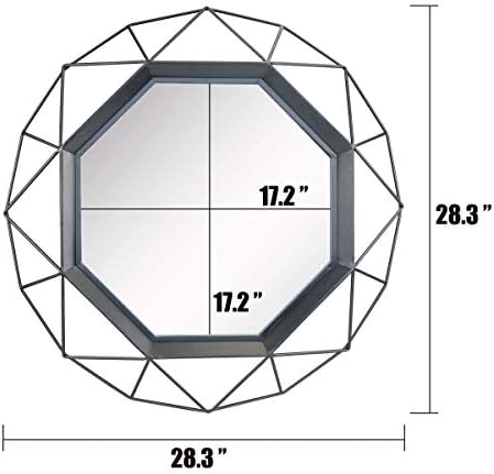 Stonebriar Decorative Black 28.3" Geometric Metal Wire Frame Hanging Wall Mirror - Image 5