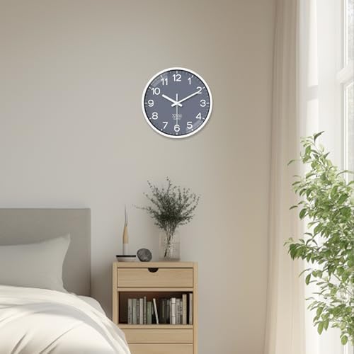 XNM 12 Inch Grey Minimalist Wall Clocks Battery Operated - Image 5