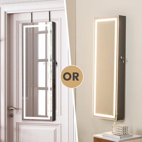 CHARMAID LED Mirror Jewelry Cabinet, 47.2'' Jewelry Armoire - Image 6