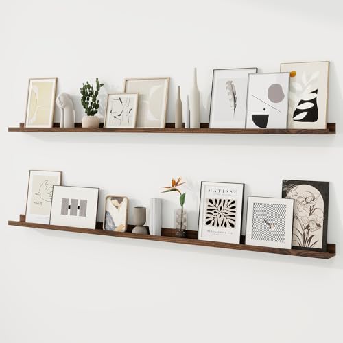 RICHFOCUS Picture Ledge Shelf, 72 inch Floating Shelves Set of 2, Wood Wall by RICHFOCUS