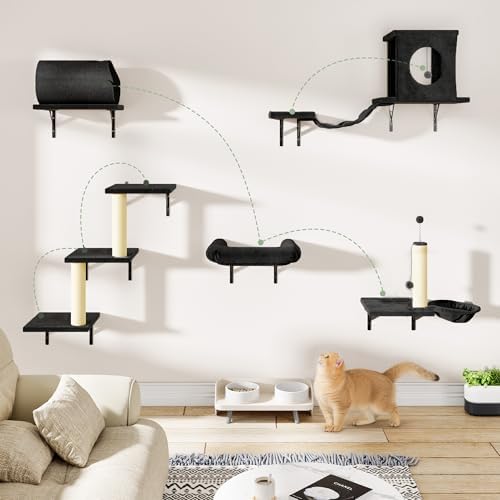 7-in-1 Cat Wall Shelves, Cat Climbing Wall Systems, Space-Saving Wall Mounted - Image 2