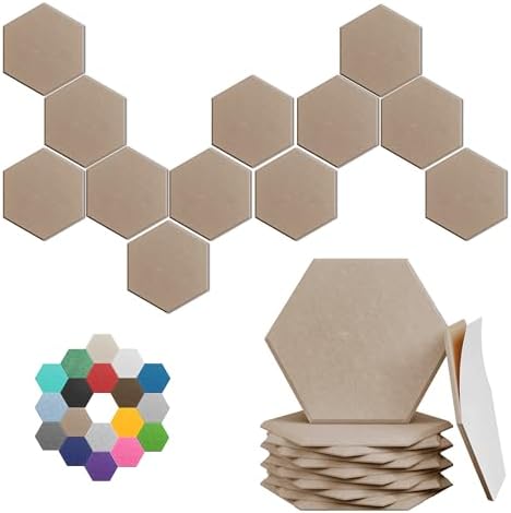 Hexagon Acoustic Panels, 12 Pack Self-Adhesive Sound Panels by UNECHOACOUSTIC