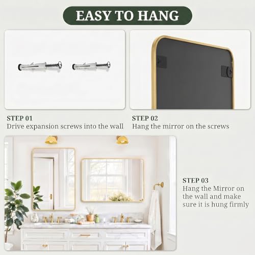 Bathroom Mirror for Wall, 38x26 Inch HD Tempered Glass Vanity Mirror - Image 7