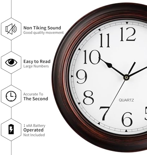 KECYET 12" Wall Clocks Battery Operated Silent - Image 6