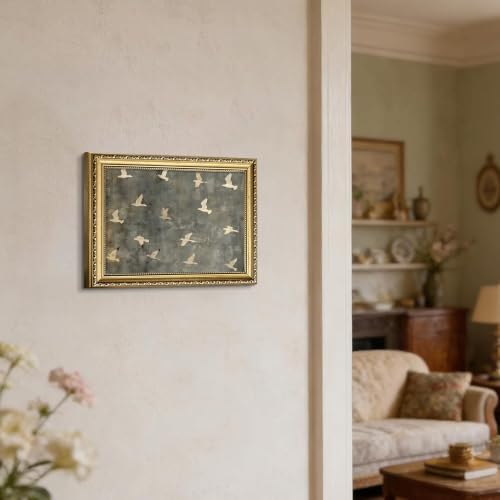 Gold Framed Flying Bird Wall Art, Vintage White Dove Print - Image 7