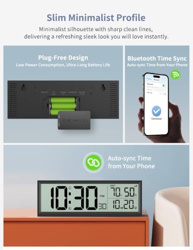 Digital Alarm Clock Battery Operated, 8.5″ Wireless Digital Wall Clock - Image 6