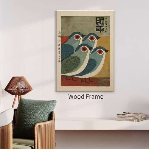 Japanese Mid Century Blue Bird Framed Posters Prints Vintage Animal Wall Art - Image 6