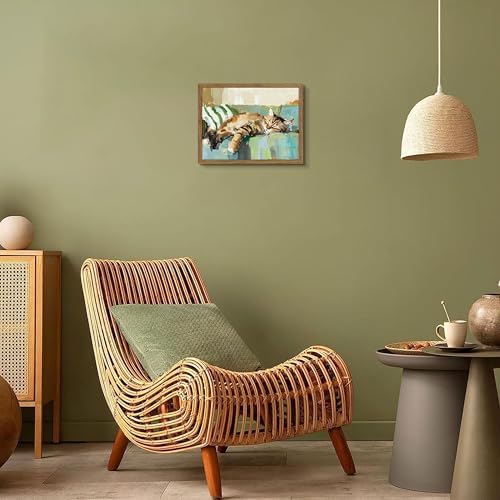 Vintage Abstract Cat Canvas Wall Art, Cute Tabby Cat Sleeping on Sofa Poster - Image 7