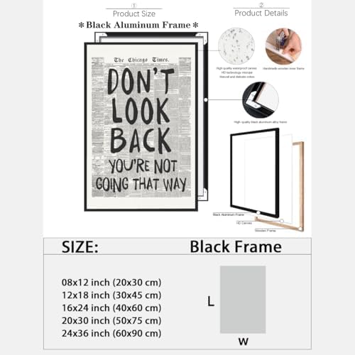 Black and White Retro Newspaper Wall Art Trendy Inspirational Quote Poster - Image 2