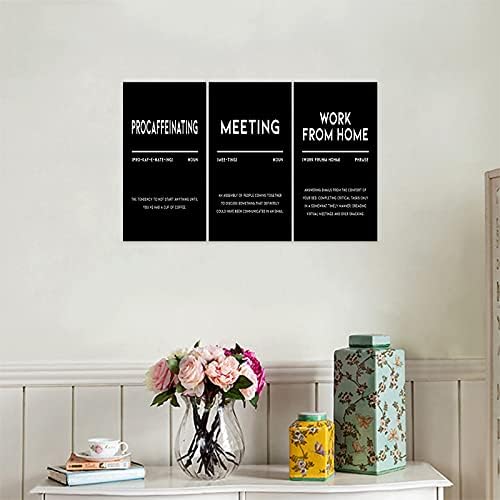 3 Piece Inspirational Canvas Wall Art, Quotes "Procaffeinating - Image 4