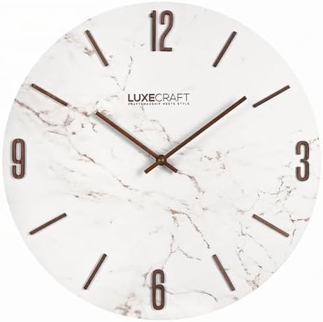 16 Inch Silent Non-Ticking Modern 3D Wall Clock Walnut Crest, Glass Face by Unknown