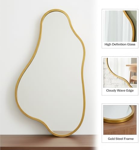 ZIYOO 32x18 Inch Irregular Wall Mirror, Vertical Wavy Design - Image 4