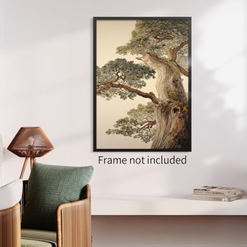 Vintage Japanese Pine Tree Wall Art Oriental Asian Tree Canvas Posters Japan - Image 4