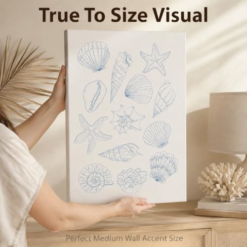 Setris 3Pcs Blue Coastal Wrapped Canvas Wall Art, Preppy Beach Summer Decor - Image 6