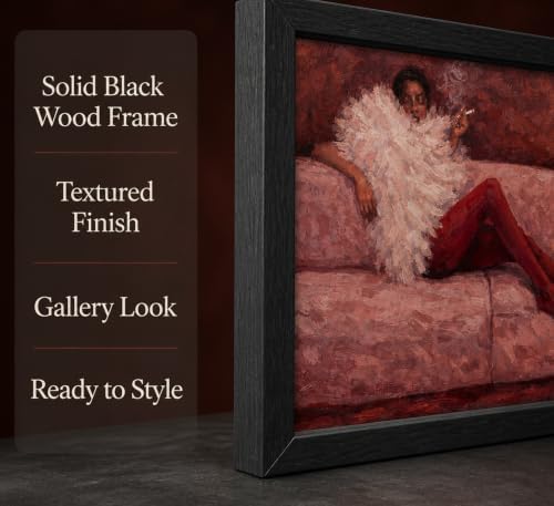 Framed Abstract Fashion Woman Canvas Wall Art, Cool Girl In Sofa Pink Ruby - Image 7