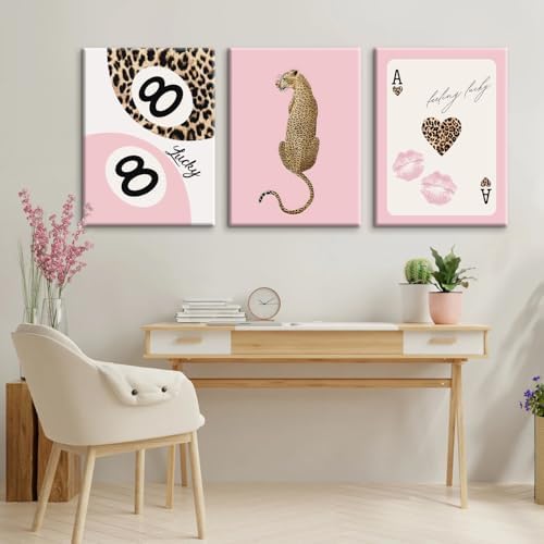 Cheetah Trendy Wall Art Preppy Leopard Canvas Print Cheetah Room Wall Decor 8 - Image 4