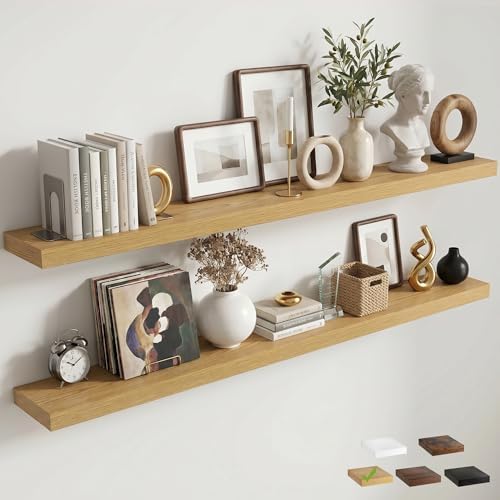 72 Inch Floating Shelves for Wall, Oak Finish by FLYJOE