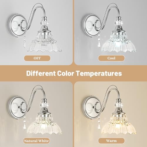 1 Piece Brushed Chrome Finish Wall Sconce, 1-Light Modern Wall Sconce - Image 4