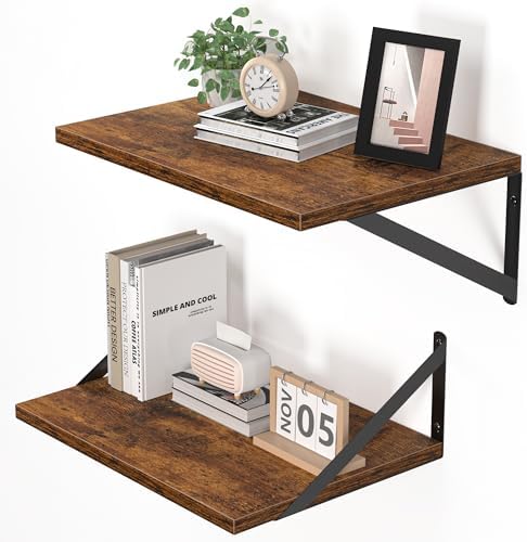 Heimlove 16W x 12D Deep Floating Shelves Set of 2 Rustic Brown by Heimlove