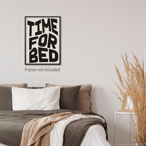 OMANI Black And White Time For Bed Poster Funny Quotes Wall Art Trendy Modern - Image 6