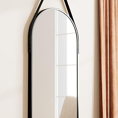 OGCAU 48" x 16" Arched Full Length Mirror Wall Mounted Hanging Mirror Black - Image 7