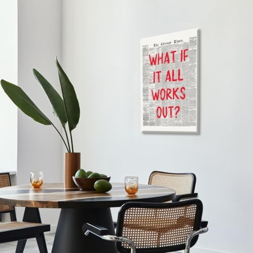Red Retro Newspaper Wall Art Trendy Inspirational Quote Poster What If It All - Image 7