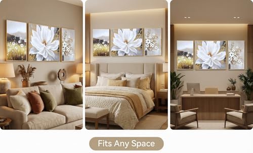 3-Panel Hand-Painted Boho Floral Wall Art - Image 5