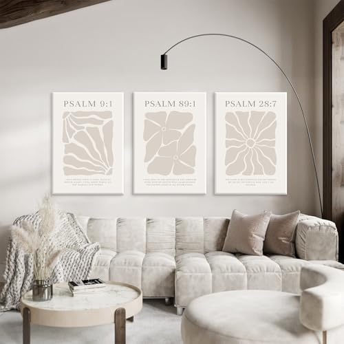 Scripture Christian Wall Art Set of 3 Beige Bible Verses Wall Decor Neutral - Image 6