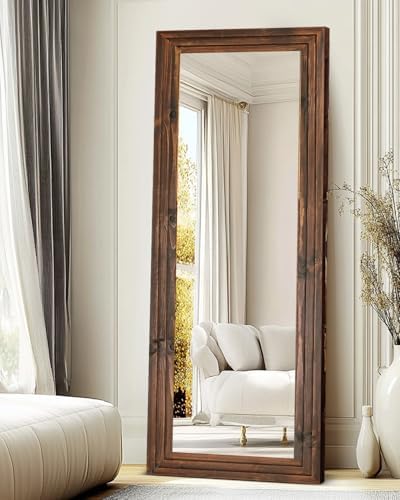 65x24in Full Length Mirror, 3-Tier Stepped Solid Wood Frame by ABSWHLM
