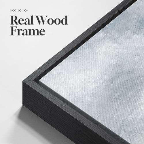 Extra Large Framed Neutral Blue Gray Abstract Wall Art, Horizontal 60x40 In - Image 5