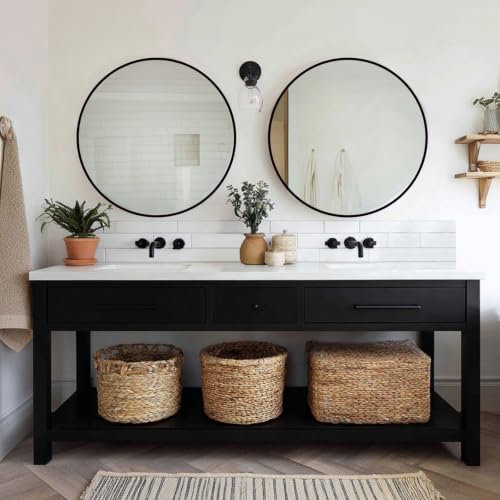 Sunniry Black Bathroom Mirror 30 inch, 2 Pack Wall Mirror, Matte Metal Frame by Sunniry