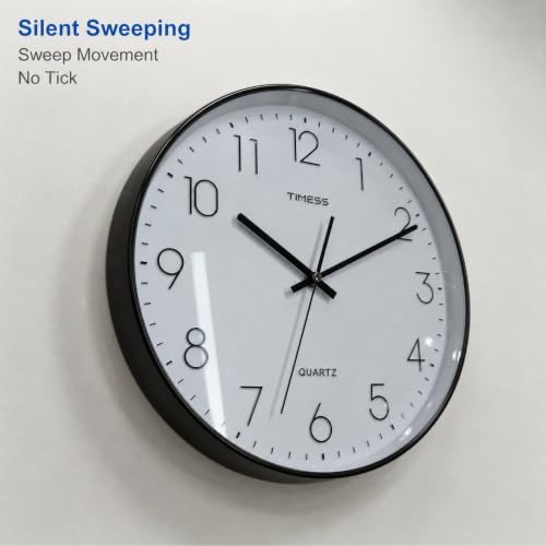 TIMESS 14 Inch Silent Wall Clock，High-Precision Analog Clock，Black&White - Image 4