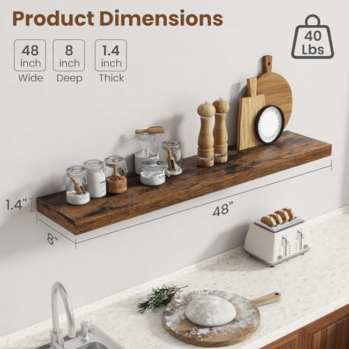 48 Inch Floating shelves for Wall, 8 Inch Deep, Invisible Brackets - Image 3