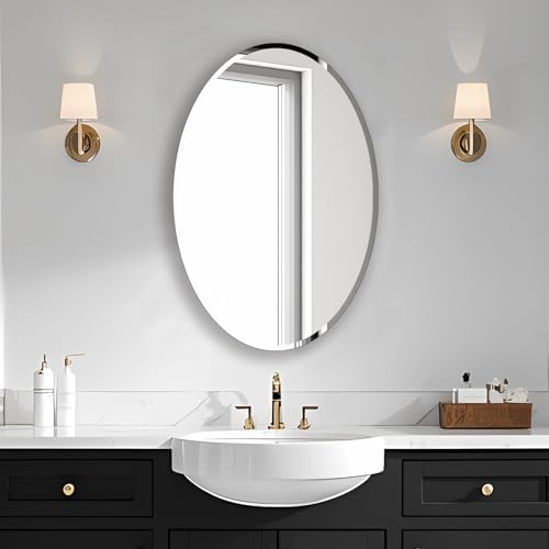 Bathroom Mirror for Over Sink 24" x 36" Oval Frameless Wall Mirror by Ruomeng