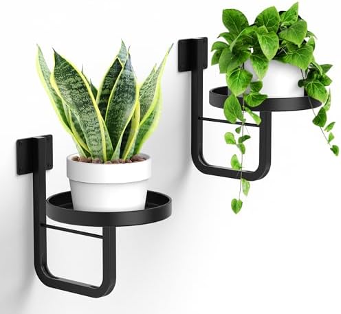 2 Pack Wall Plant Holder for Hanging Planters Indoor Outdoor Black by JOPBENG
