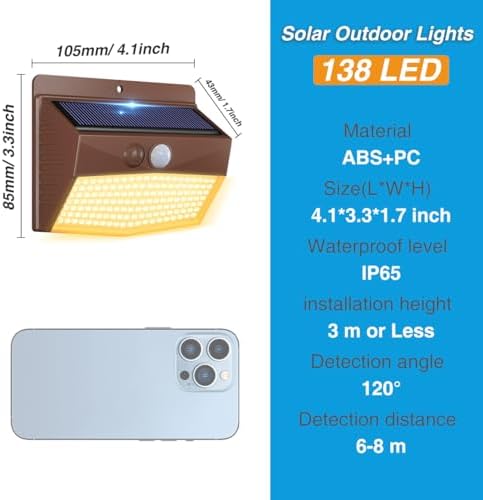 Peasur 1 Pack Solar Motion Sensor Lights Outdoor Waterproof - Image 5