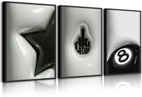 3Pcs Lucky 8 Ball Wall Art, 16x24 Inch by Unknown