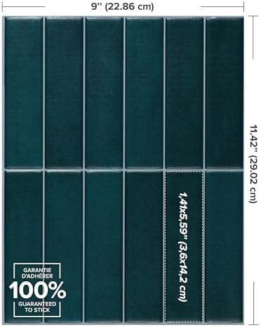 Smart Tiles Peel and Stick backsplash, Stacked Deep Teal - Image 3